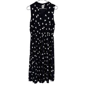 Anne Klein Size 8 Sleeveless Dress Fitted Waist A Line Black White Gray Midi